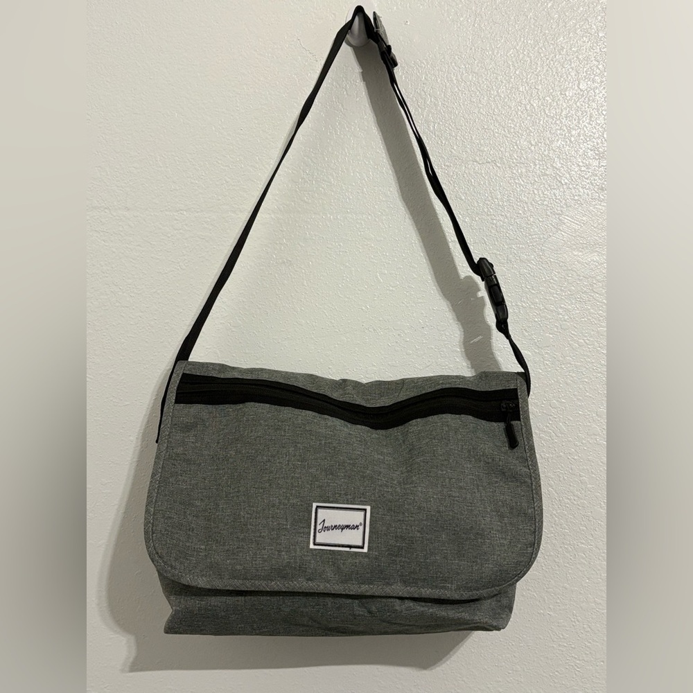 Journeyman Gray Canvas Messenger Bag with Adjustable Strap